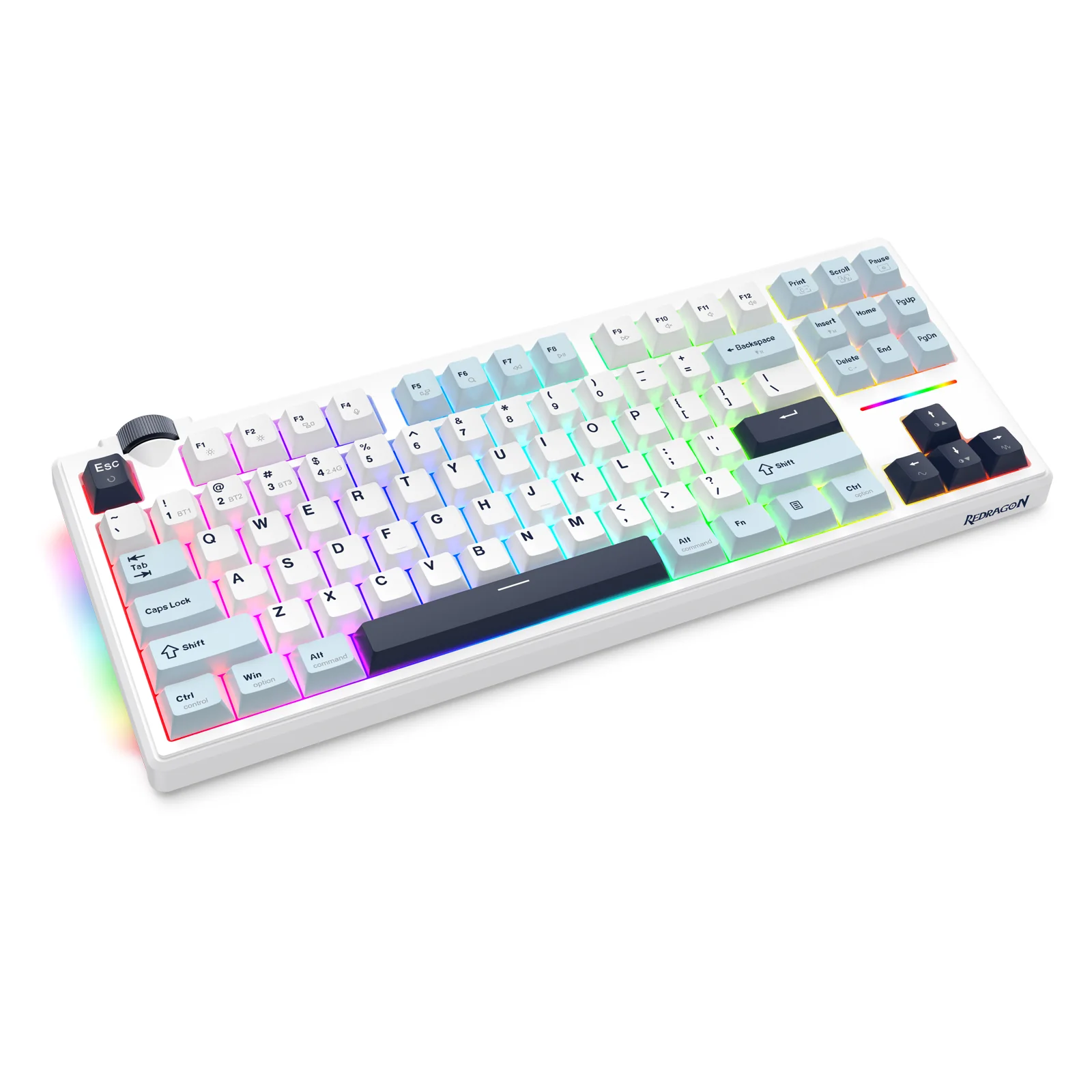 Redragon Cyclone Pro K716 RGB Hot-Swappable Gasket Mounted TKL Horizontal Knob Mechanical Keyboard (RPC Linear Switch) (White/Light Blue/Dark Blue) - Image 19