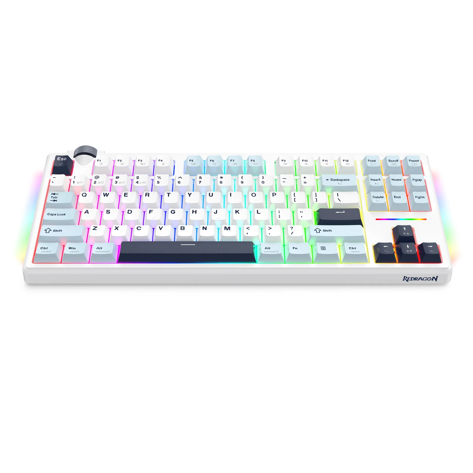 Redragon Cyclone Pro K716 RGB Hot-Swappable Gasket Mounted TKL Horizontal Knob Mechanical Keyboard (RPC Linear Switch) (White/Light Blue/Dark Blue) - Image 8