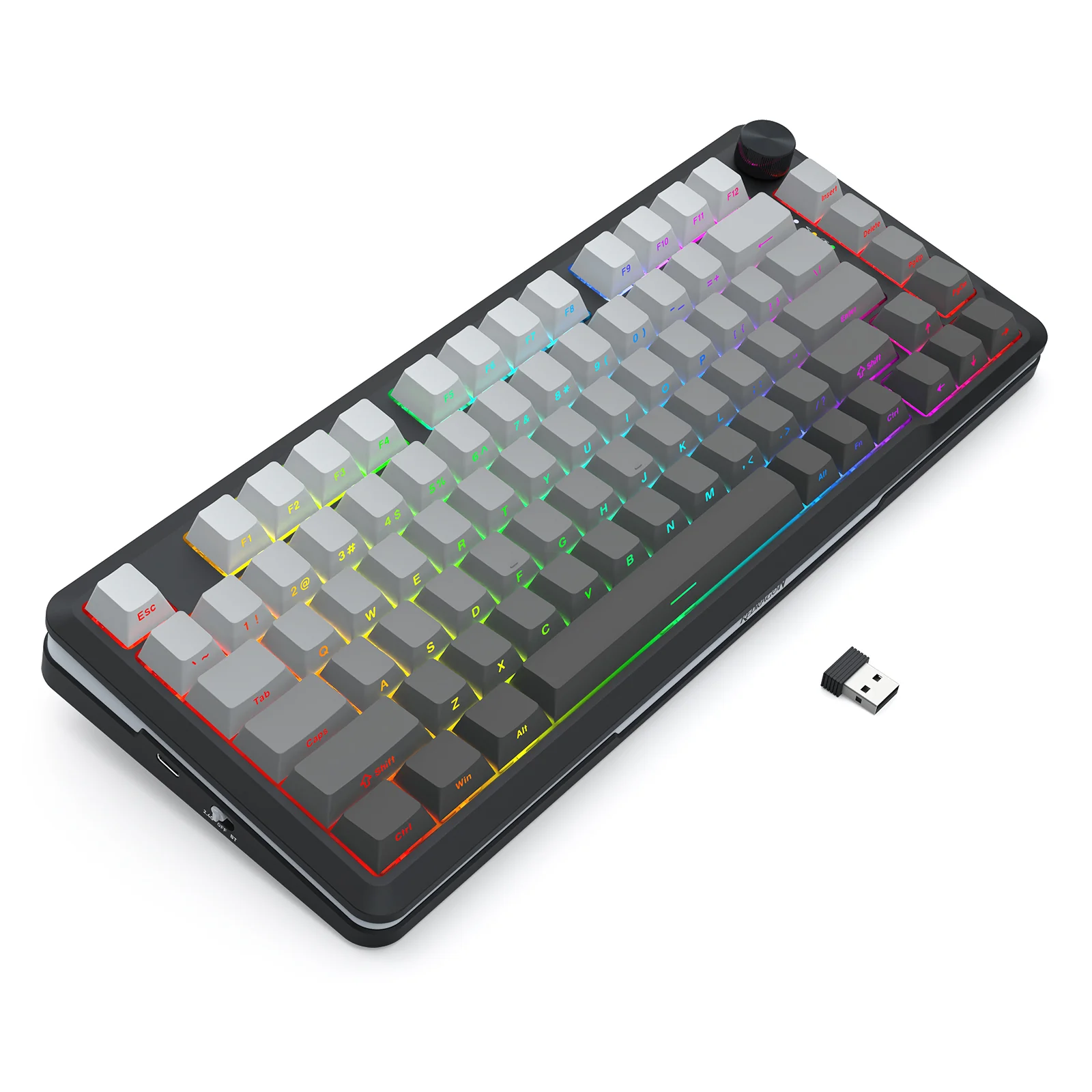 Redragon Cyrus Pro K681SP RGB Wireless 75% Hot-Swappable Gasket Mechanical Keyboard with Knob (RPC Linear Switch) (Gradient Grey) - Image 6
