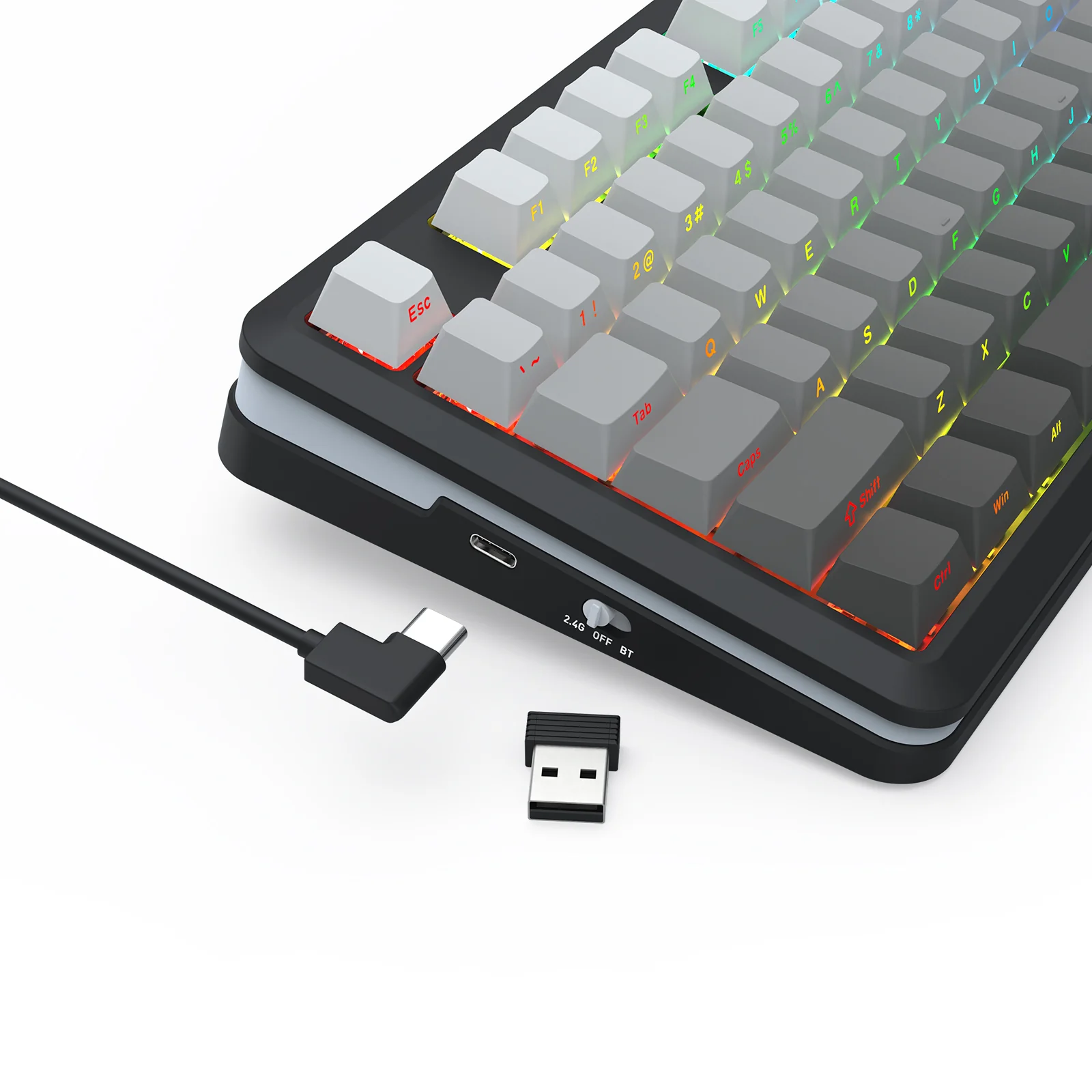 Redragon Cyrus Pro K681SP RGB Wireless 75% Hot-Swappable Gasket Mechanical Keyboard with Knob (RPC Linear Switch) (Gradient Grey) - Image 8