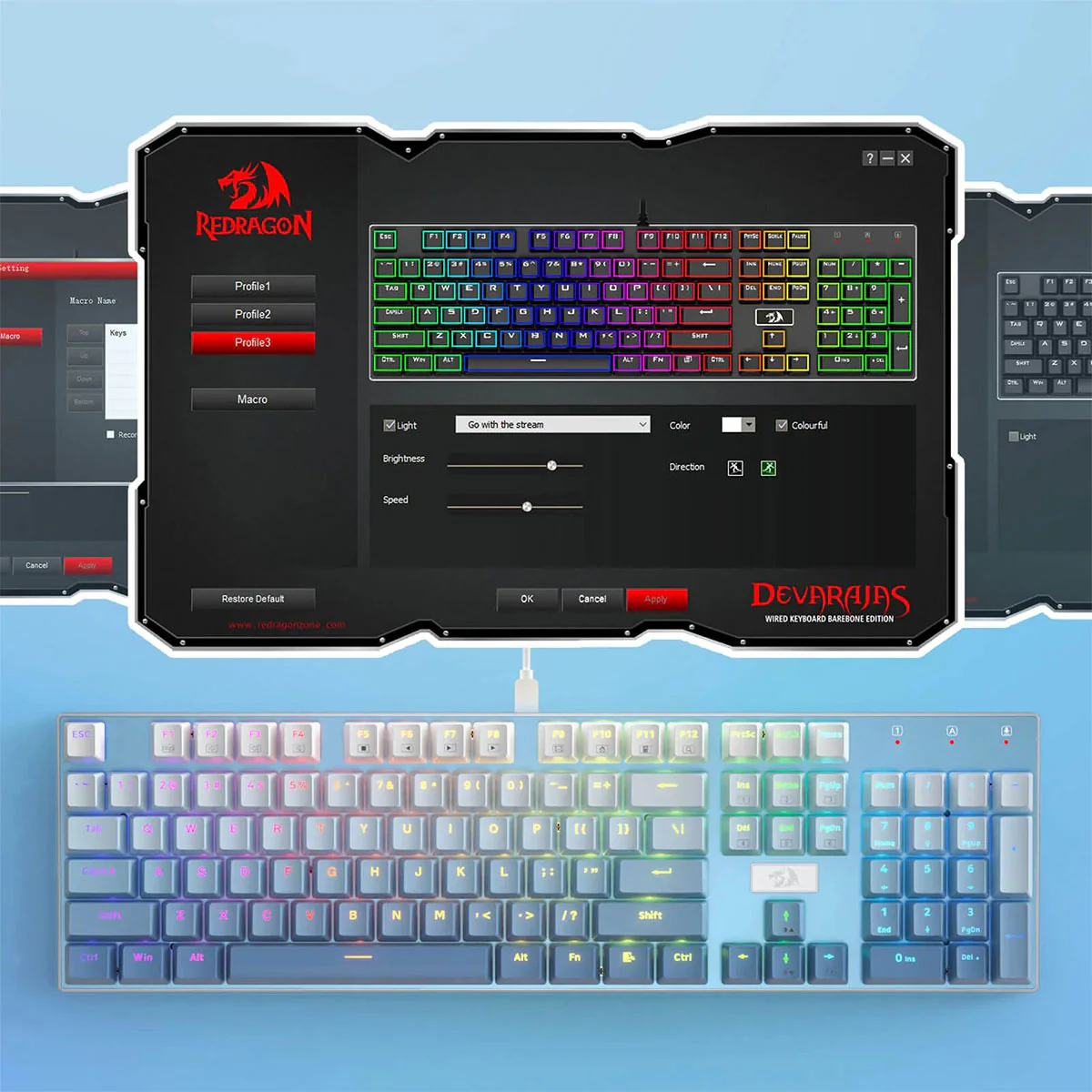 Redragon Devarajas Full-Size Hot-Swappable RGB Mechanical Gaming Keyboard (Dust-Proof Red Switch) (K556GWB-RGB) - Image 12