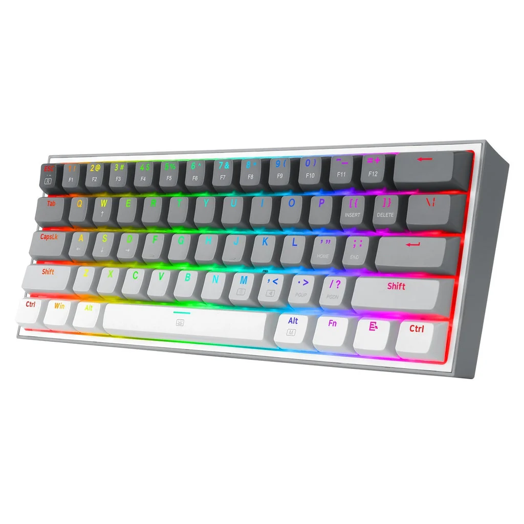 Redragon Fizz RGB Wired Mechanical Gaming Keyboard - Dust-Proof Blue Switch (Gradient Grey White) (K617GGW-RGB) - Image 4