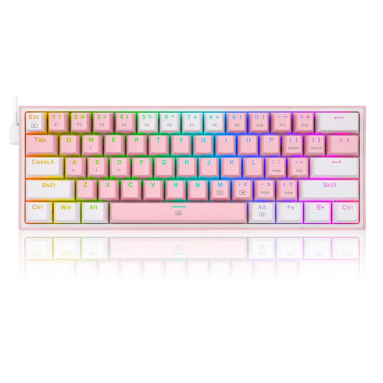 Redragon Fizz RGB Wired Mechanical Gaming Keyboard (Dust Proof Red) (Pink White) (K617-RGB) - Image 2