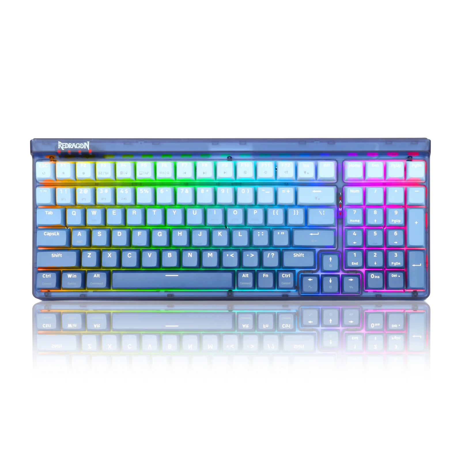 Redragon Garen Pro 100-Keys Hot-Swappable RGB Wireless Mechanical Keyboard (Dust-Proof Purple Switch) White-Blue (K656WB-RGB-PRO) - Image 2