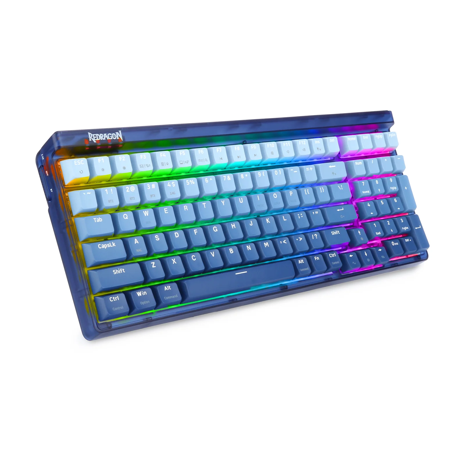 Redragon Garen Pro 100-Keys Hot-Swappable RGB Wireless Mechanical Keyboard (Dust-Proof Purple Switch) White-Blue (K656WB-RGB-PRO) - Image 3