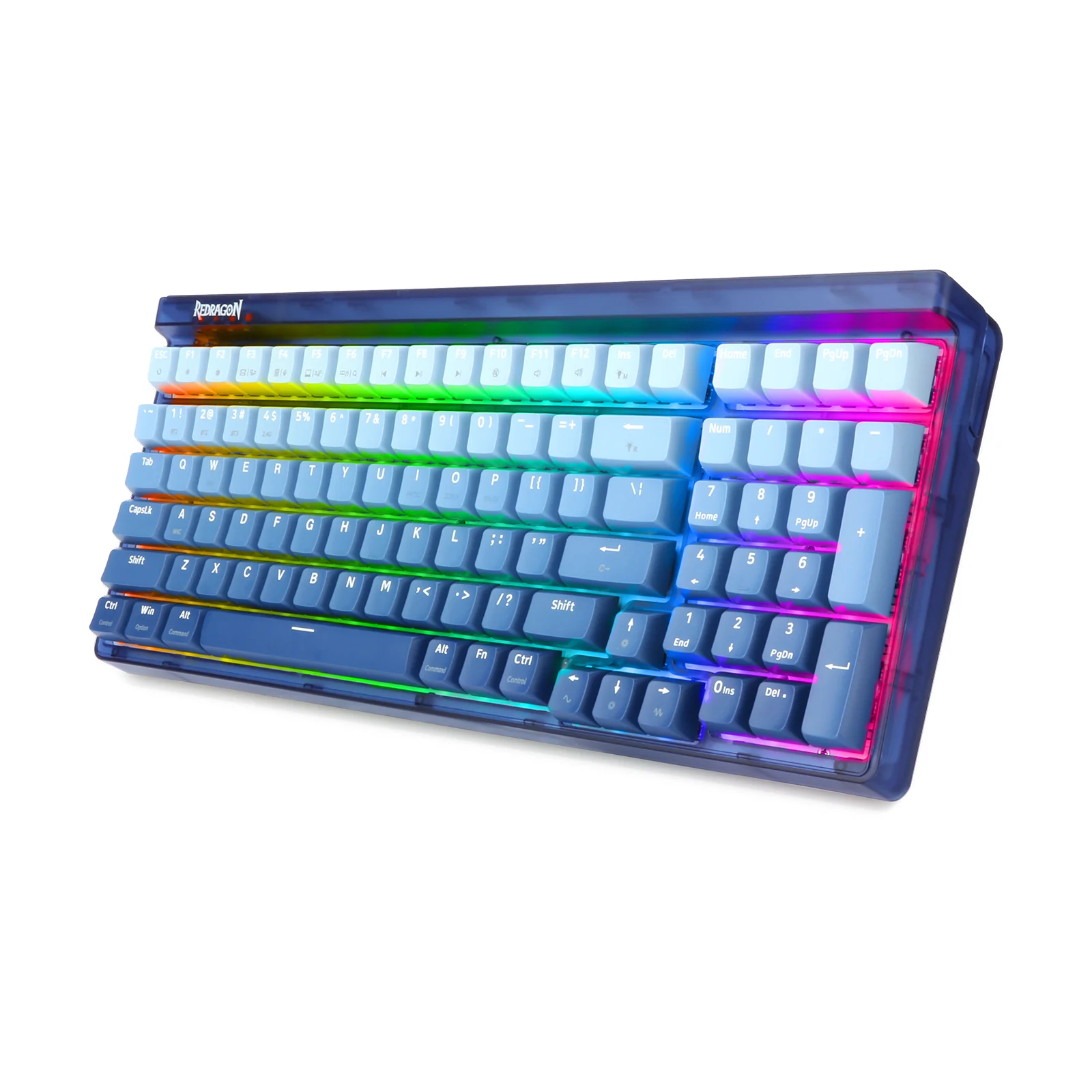 Redragon Garen Pro 100-Keys Hot-Swappable RGB Wireless Mechanical Keyboard (Dust-Proof Purple Switch) White-Blue (K656WB-RGB-PRO) - Image 4