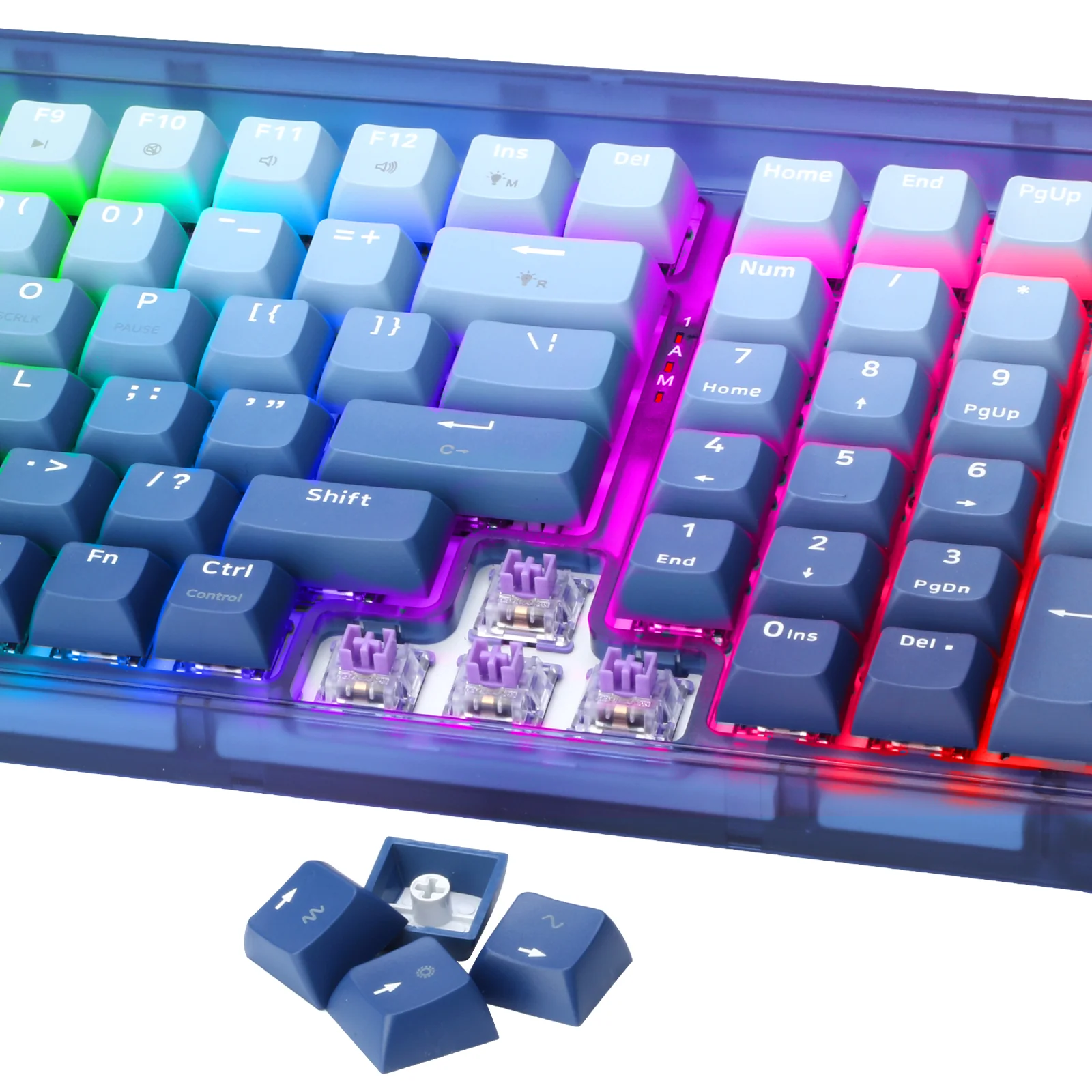 Redragon Garen Pro 100-Keys Hot-Swappable RGB Wireless Mechanical Keyboard (Dust-Proof Purple Switch) White-Blue (K656WB-RGB-PRO) - Image 8