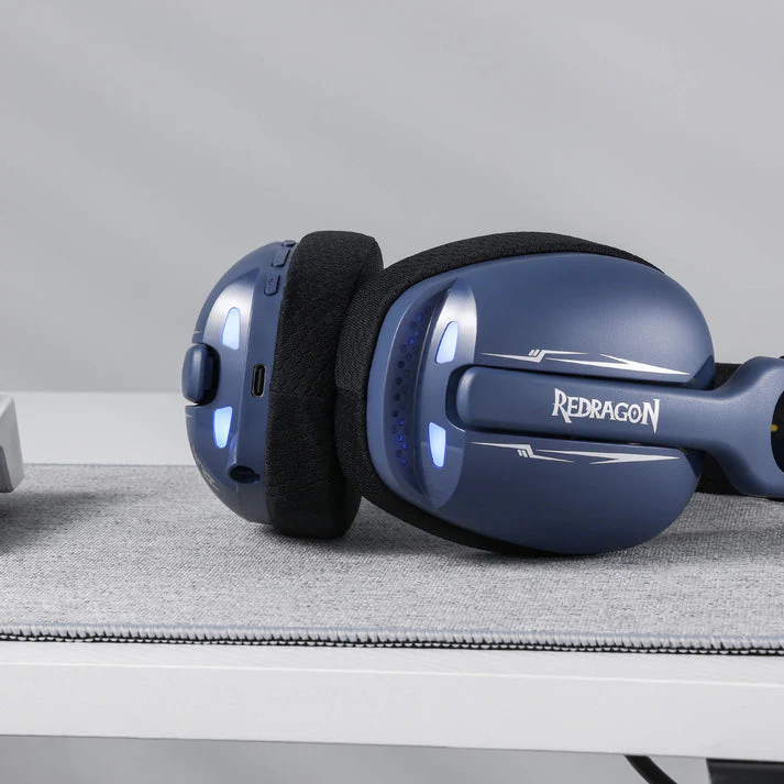Redragon H878 Skuld Pro Lightweight Wireless Gaming Headset (Black/Blue, Black,Blue, White) - Image 6