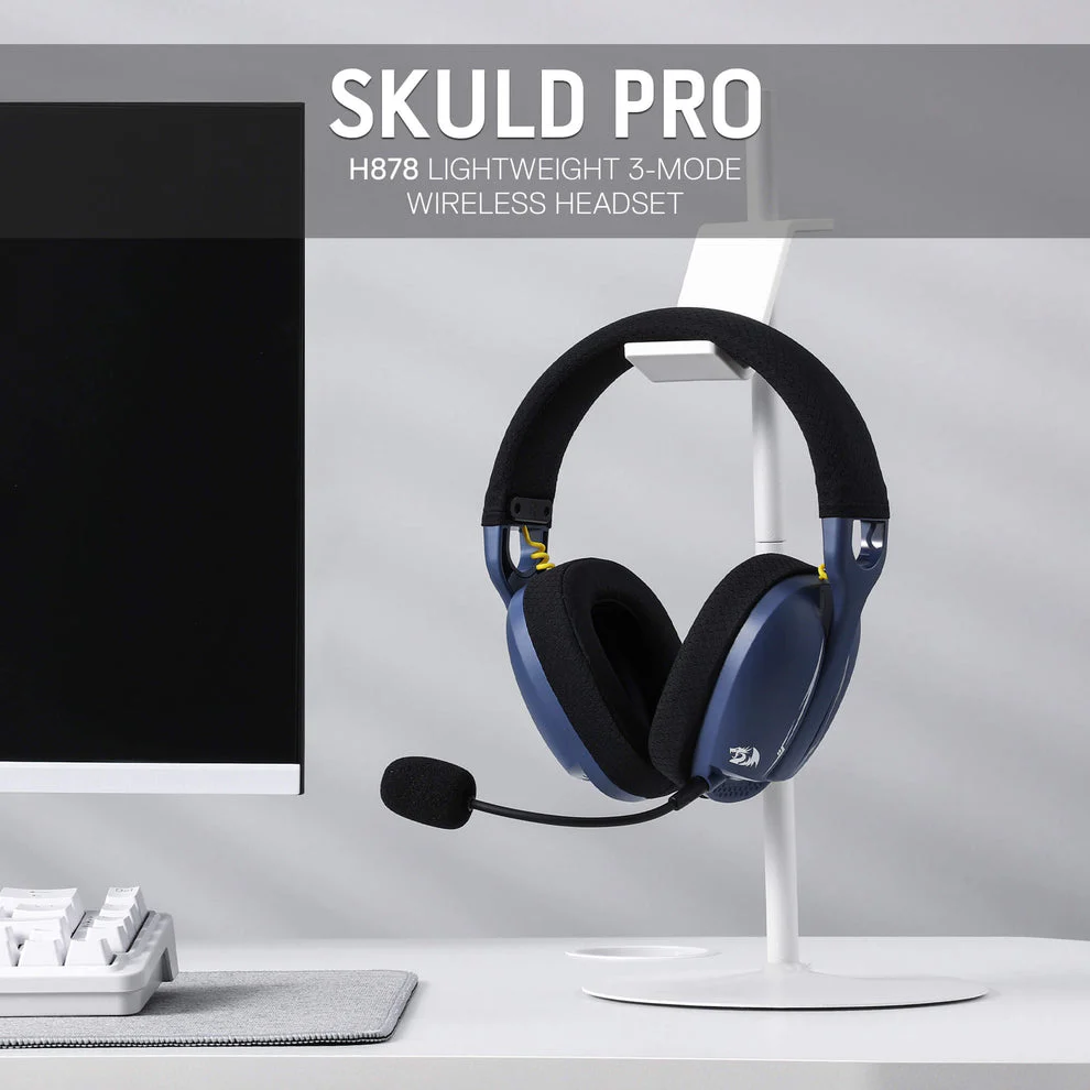 Redragon H878 Skuld Pro Lightweight Wireless Gaming Headset (Black/Blue, Black,Blue, White) - Image 8