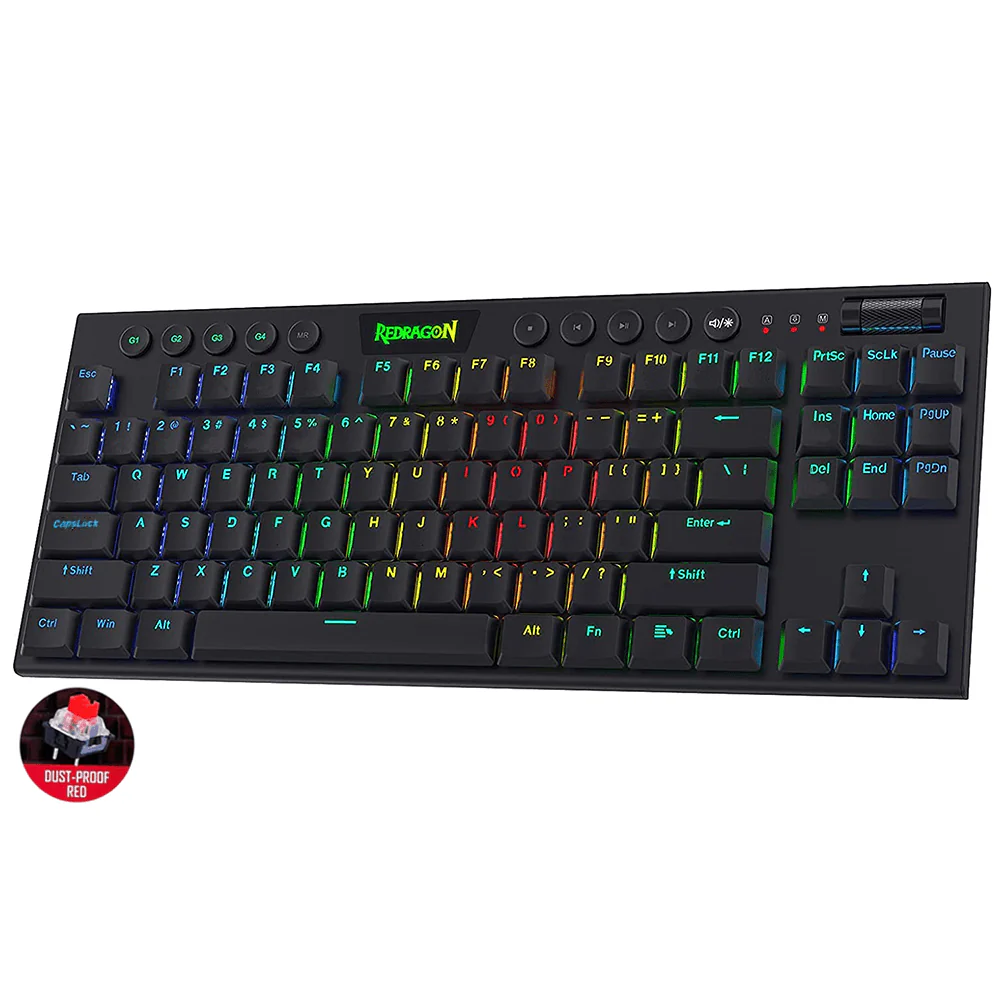 Redragon Horus TKL Wired RGB Mechanical Black Keyboard (Dust-Proof Red Switch) (K622-RGB)
