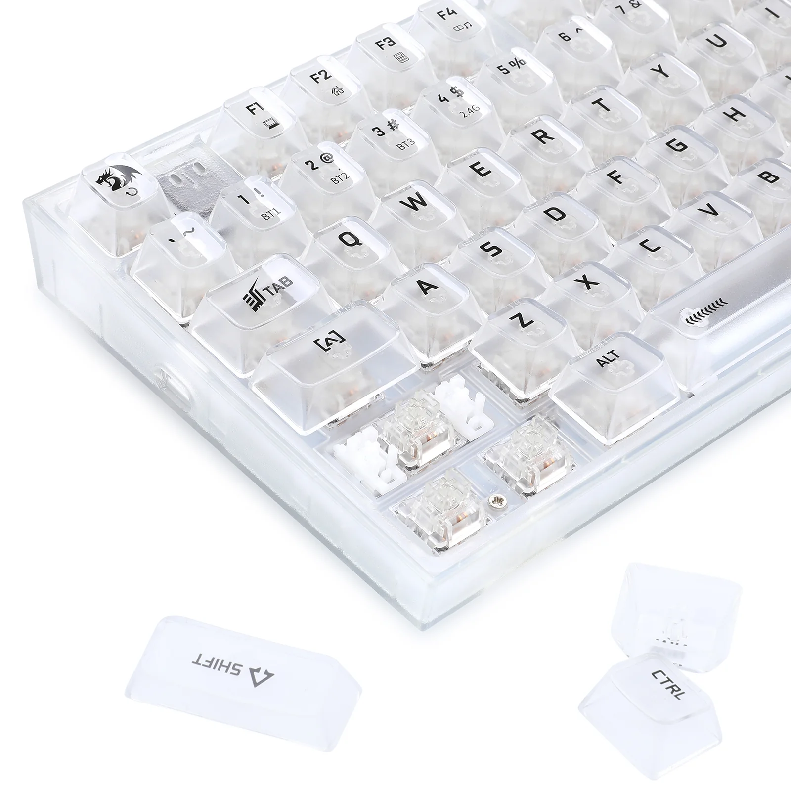 Redragon Irelia Pro K658 RGB Tri-Mode 94-Key Hot-Swappable Wireless Mechanical Keyboard (Transparent White) - Image 8