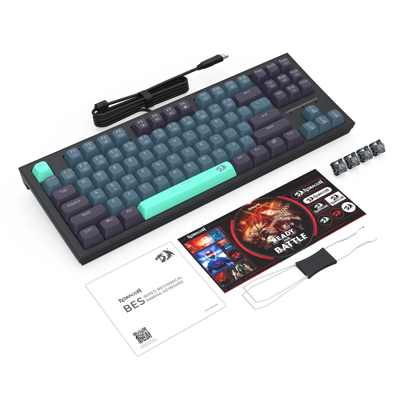 Redragon K611-BGB Bes Wired USB Mechanical Gaming Keyboard (RPC Linear Switch) (Blue/Green/Black) - Image 14