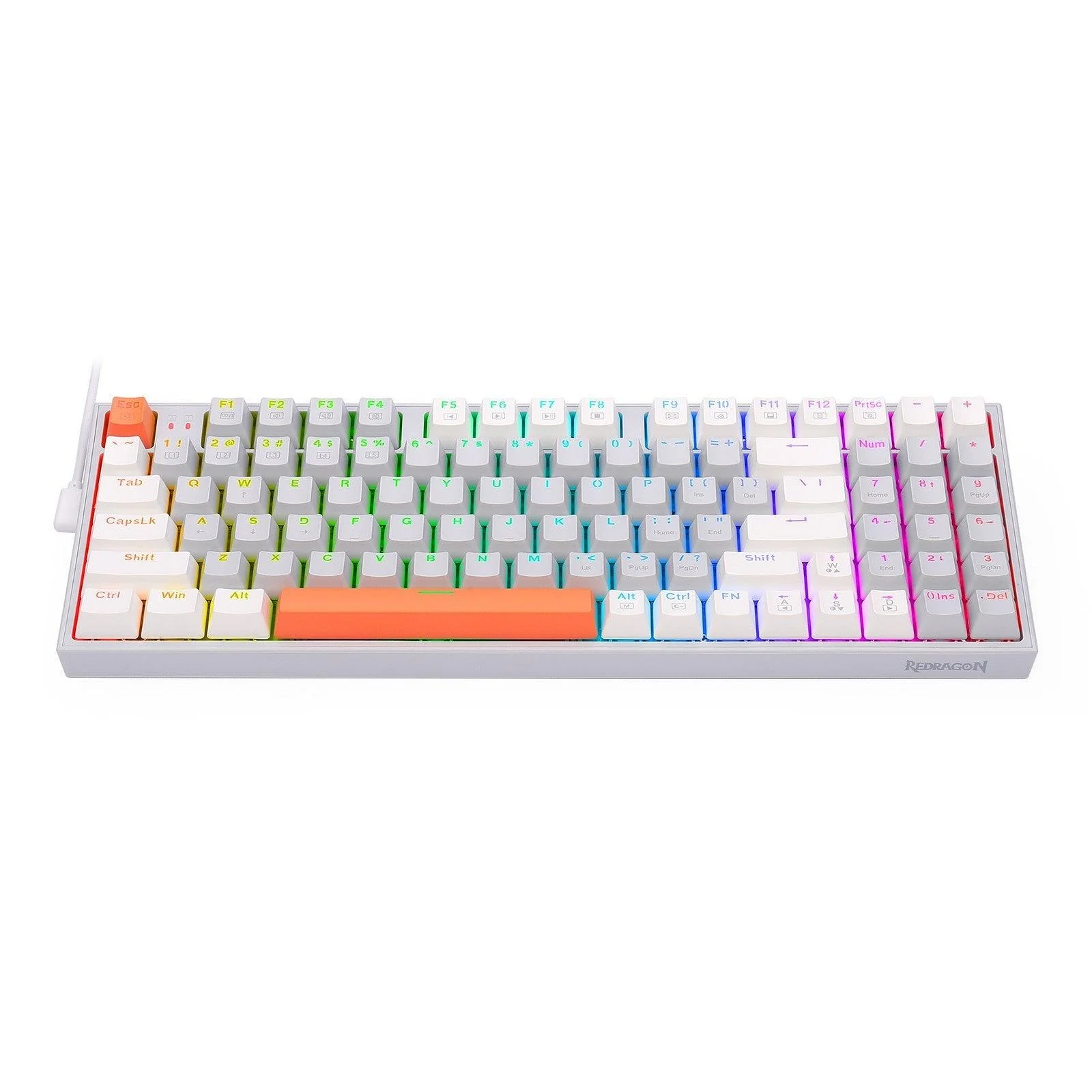 Redragon K636GWO-RGB V2 Kitava Wired Mechanical Gaming Keyboard (Grey-White-Orange) Dust-Proof Red Switch - Image 3