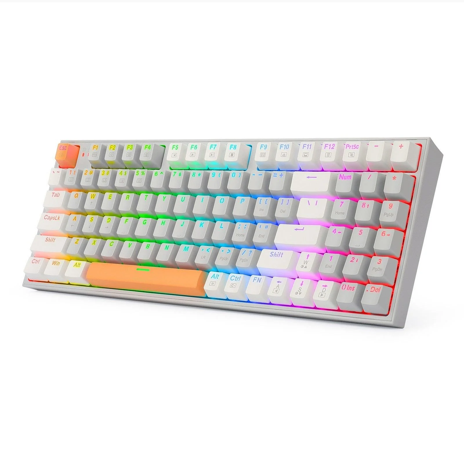 Redragon K636GWO-RGB V2 Kitava Wired Mechanical Gaming Keyboard (Grey-White-Orange) Dust-Proof Red Switch - Image 4