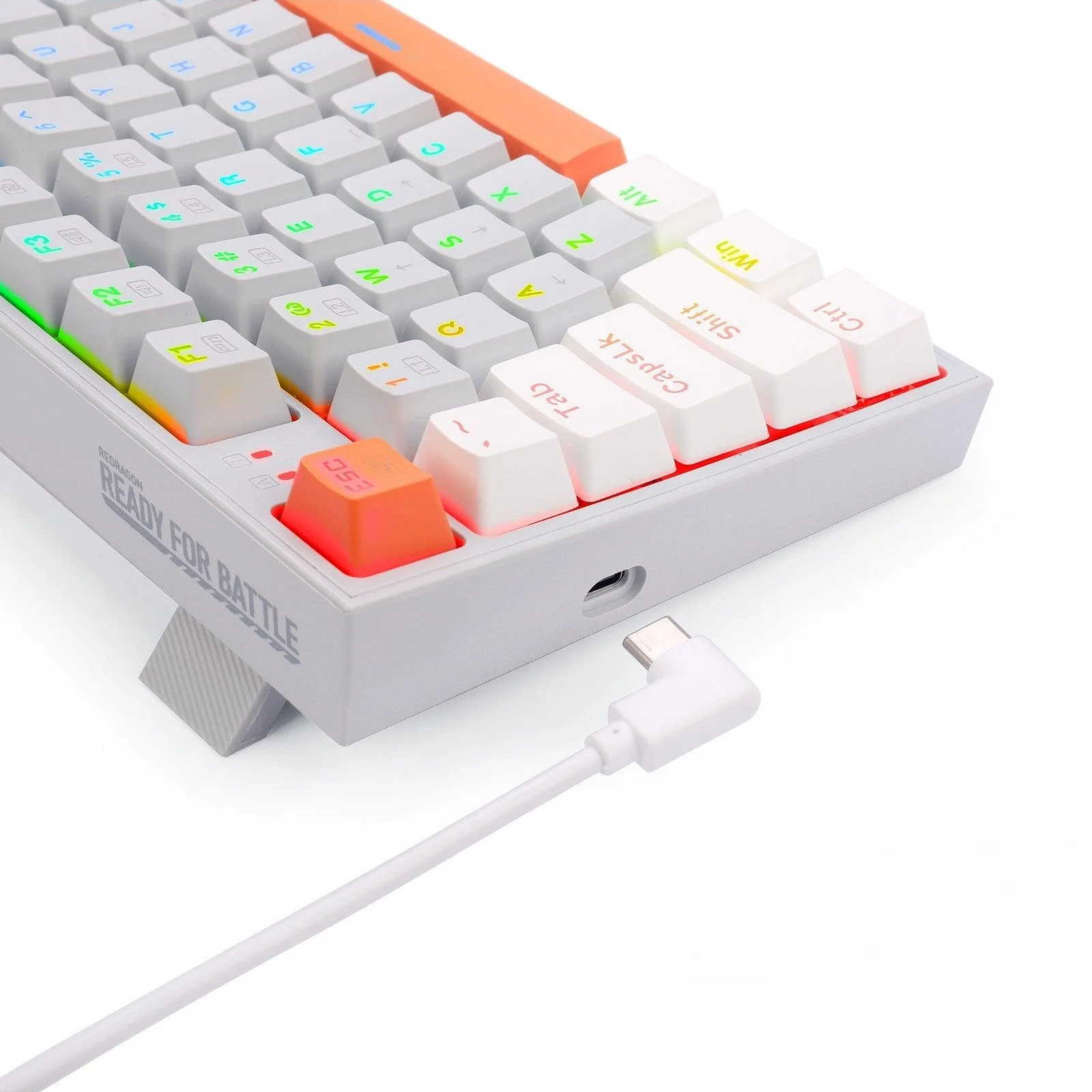 Redragon K636GWO-RGB V2 Kitava Wired Mechanical Gaming Keyboard (Grey-White-Orange) Dust-Proof Red Switch - Image 9