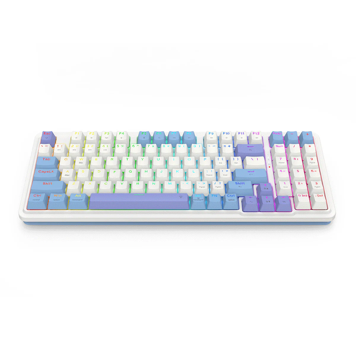 Redragon K664WBP-RGB-PRO Gloria Pro 3 Modes Hot-Swappable Gasket Keyboard (White-Blue-Purple) - Image 2