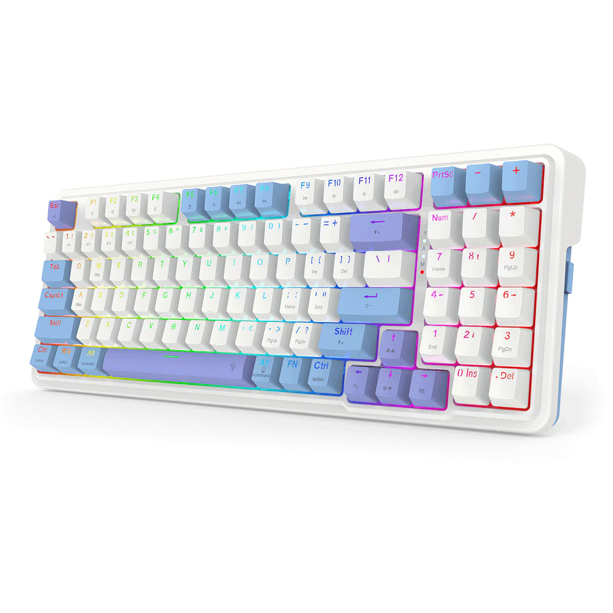 Redragon K664WBP-RGB-PRO Gloria Pro 3 Modes Hot-Swappable Gasket Keyboard (White-Blue-Purple) - Image 3