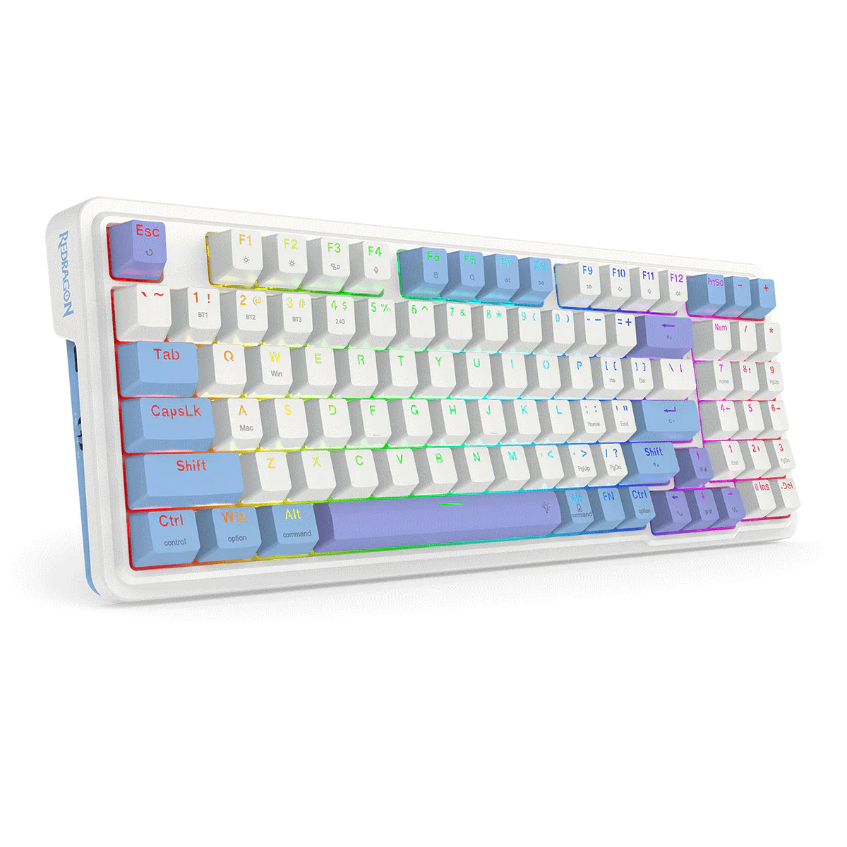 Redragon K664WBP-RGB-PRO Gloria Pro 3 Modes Hot-Swappable Gasket Keyboard (White-Blue-Purple) - Image 4