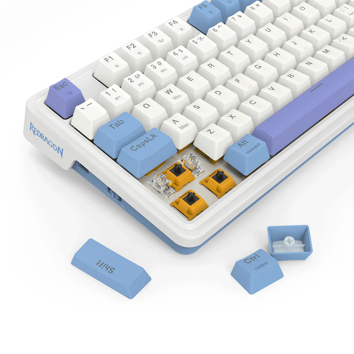 Redragon K664WBP-RGB-PRO Gloria Pro 3 Modes Hot-Swappable Gasket Keyboard (White-Blue-Purple) - Image 5