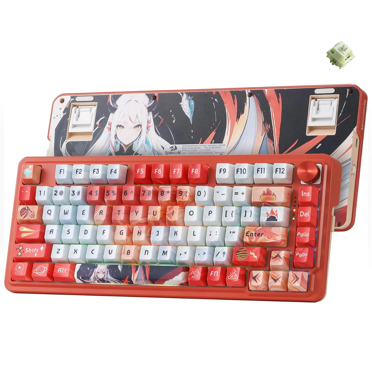 Redragon K673AK Ucal Pro Anime Ed. RGB Wireless 75% Hot-Swappable Gasket Mechanical Keyboard with Knob (Mint Mambo Linear Switch) (K673AK-RGB-Pro) - Image 2