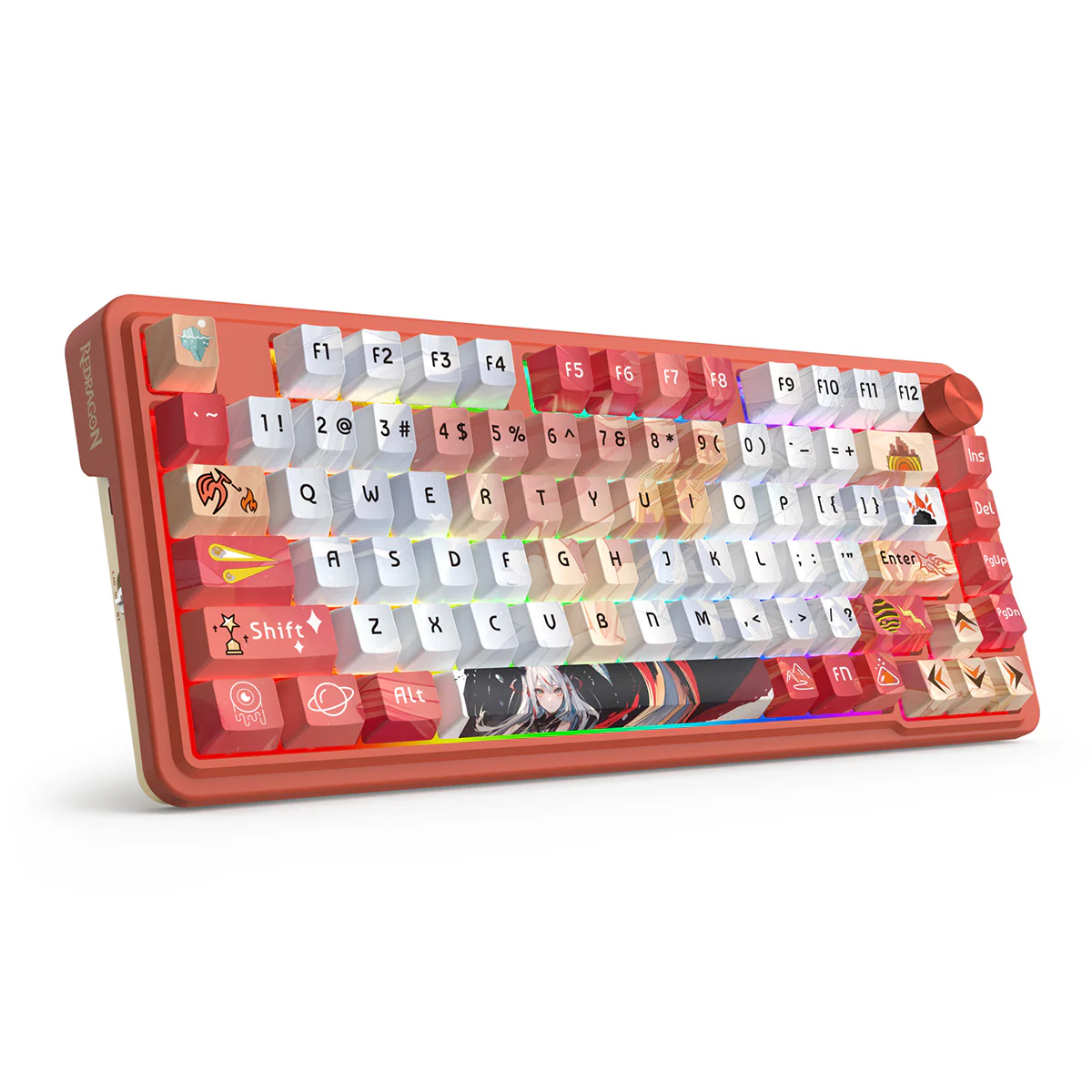 Redragon K673AK Ucal Pro Anime Ed. RGB Wireless 75% Hot-Swappable Gasket Mechanical Keyboard with Knob (Mint Mambo Linear Switch) (K673AK-RGB-Pro) - Image 4