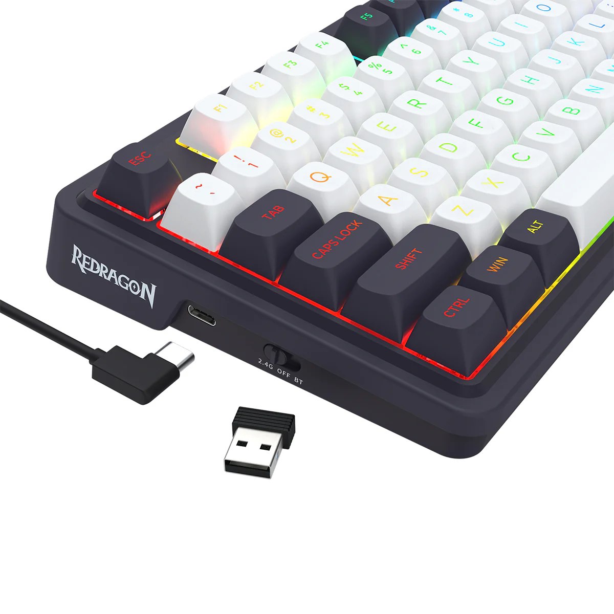 Redragon K673WB Ucal Max RGB Wireless 75% Hot-Swappable Gasket Mechanical Keyboard with Knob (Mint Mambo Switch) (White/Black) (K673WB-RGB-MAX) - Image 2
