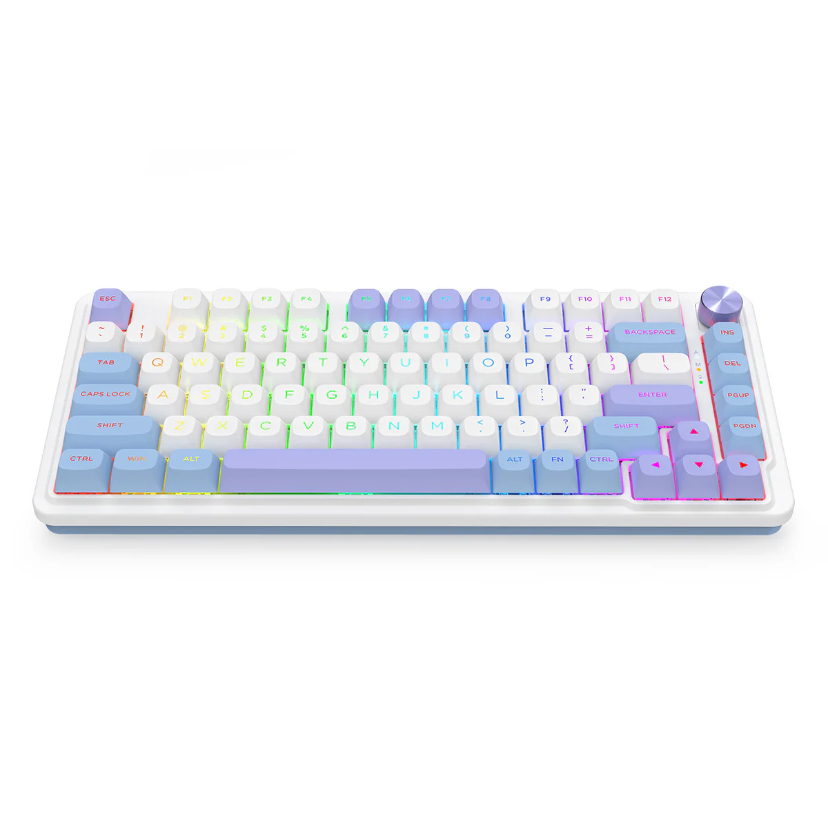 Redragon K673WBP RGB Ucal Max 81-Key 75% Gasket-Mounted Hot-Swappable Wireless Mechanical Keyboard with Knob (Mint Mambo Switch) (Moonrise Violet) - Image 5