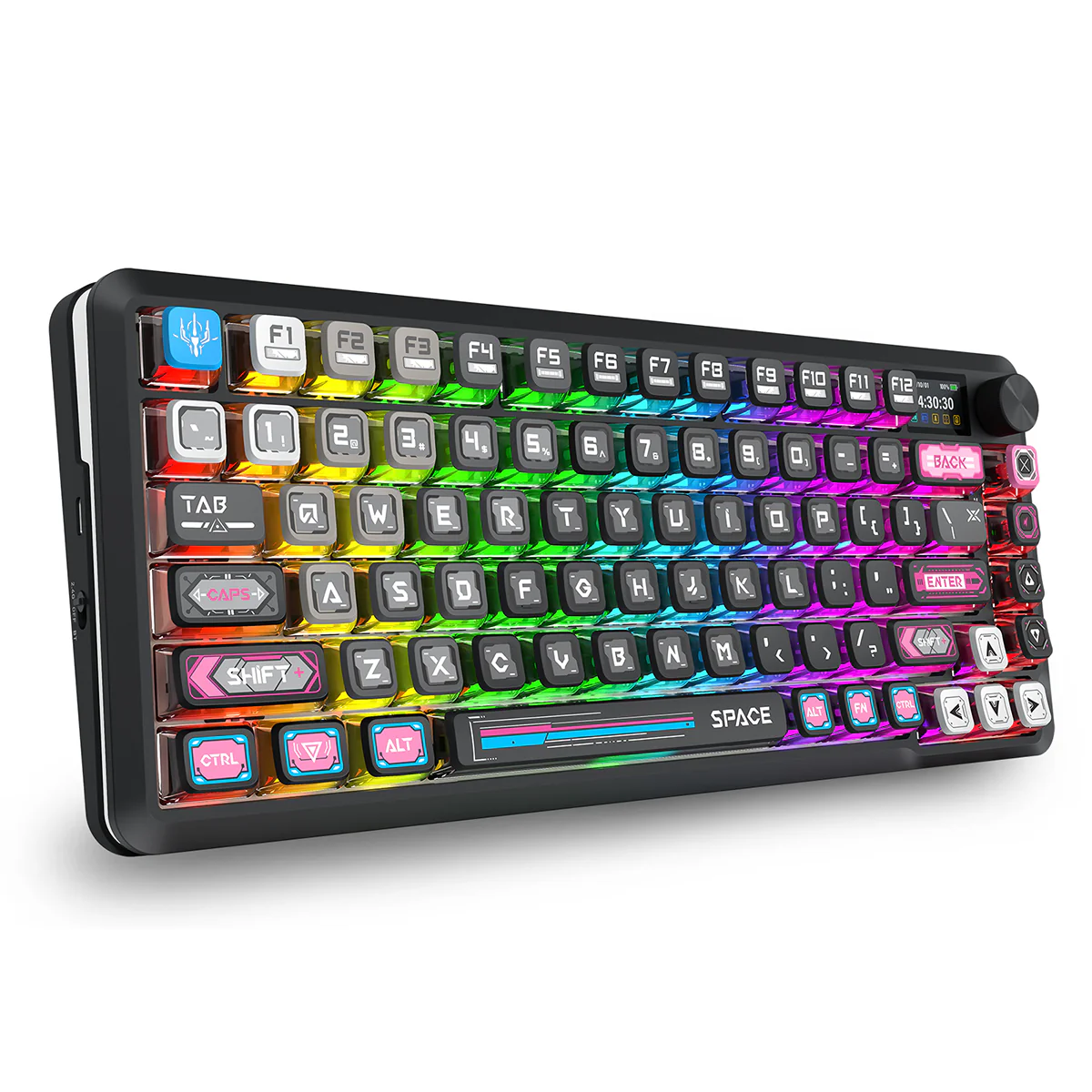 Redragon K708MC RGB Flekact Pro 82 Keys 75% Gasket Mounted Wireless Mechanical Keyboard with Customizable Smart LCD Screen (Special Keycaps Ed.) - Image 3