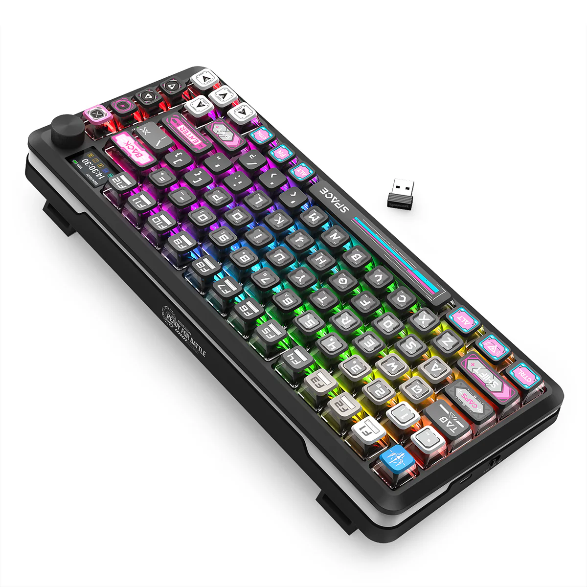 Redragon K708MC RGB Flekact Pro 82 Keys 75% Gasket Mounted Wireless Mechanical Keyboard with Customizable Smart LCD Screen (Special Keycaps Ed.) - Image 7