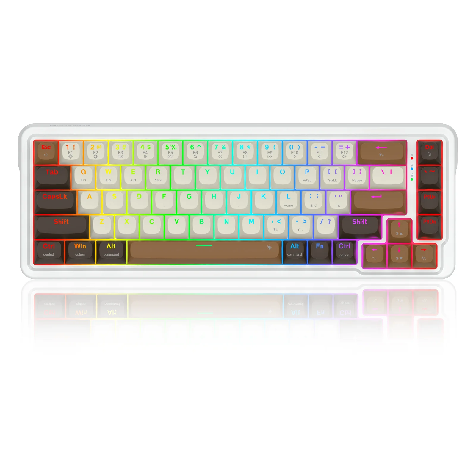 Redragon K709ECS RGB Nova Pro 81 Keys 75% Hot-Swappable Gasket-Mounted Wireless Mechanical Gaming Keyboard (Yolk RPC Linear Switch) (White/Coffee/Black) - Image 2