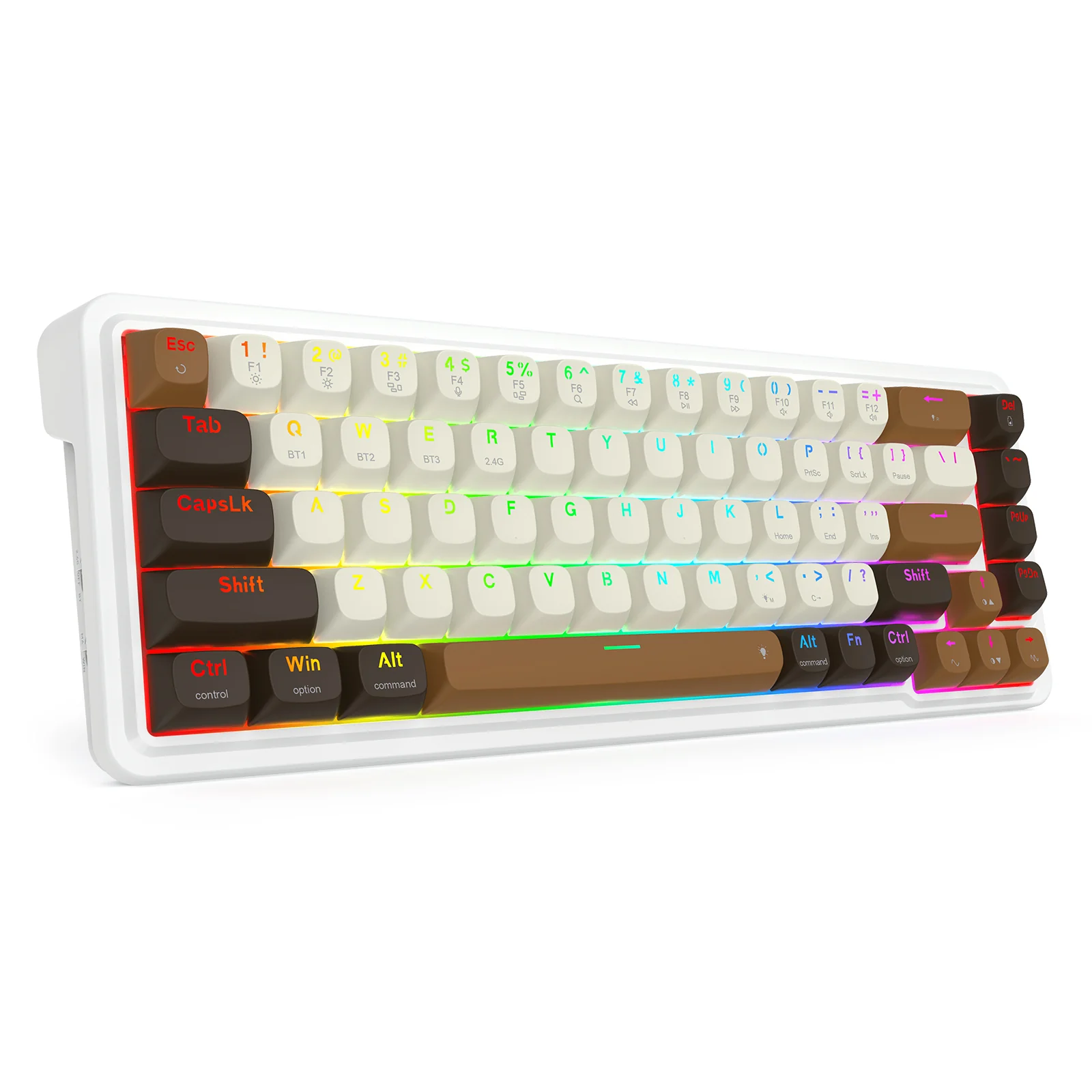 Redragon K709ECS RGB Nova Pro 81 Keys 75% Hot-Swappable Gasket-Mounted Wireless Mechanical Gaming Keyboard (Yolk RPC Linear Switch) (White/Coffee/Black) - Image 3