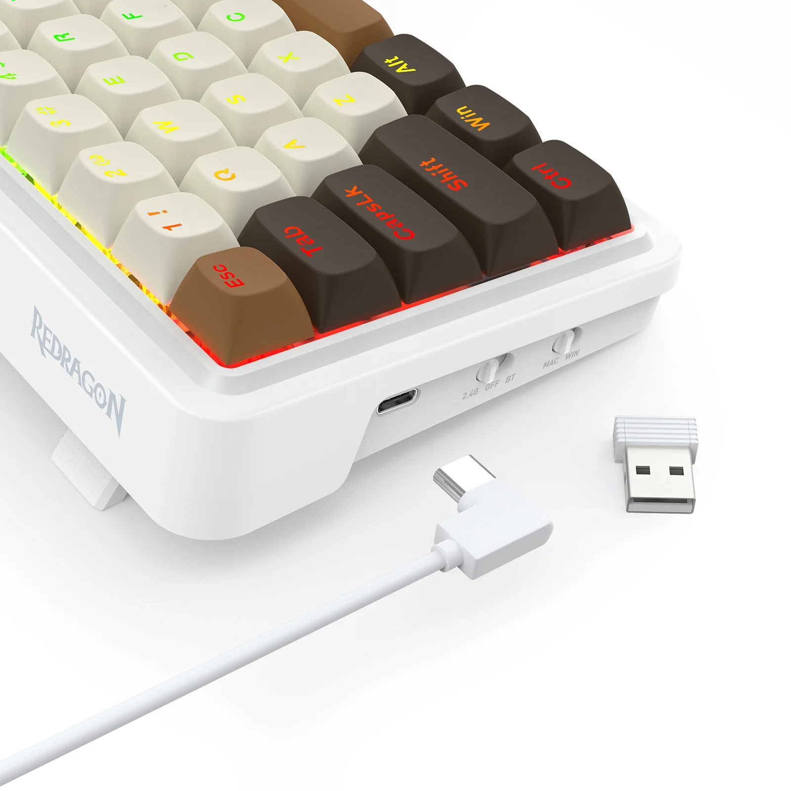 Redragon K709ECS RGB Nova Pro 81 Keys 75% Hot-Swappable Gasket-Mounted Wireless Mechanical Gaming Keyboard (Yolk RPC Linear Switch) (White/Coffee/Black) - Image 4