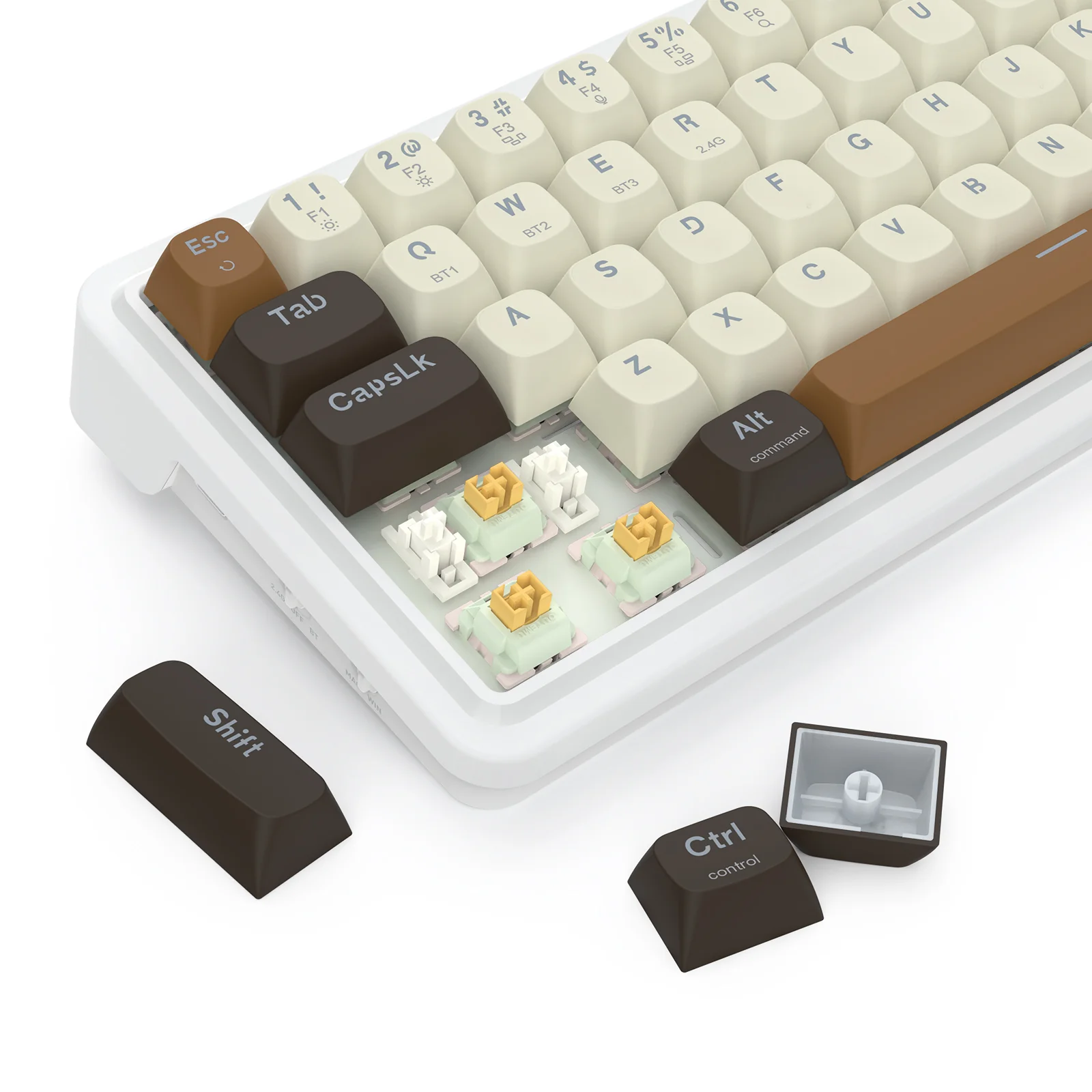 Redragon K709ECS RGB Nova Pro 81 Keys 75% Hot-Swappable Gasket-Mounted Wireless Mechanical Gaming Keyboard (Yolk RPC Linear Switch) (White/Coffee/Black) - Image 5