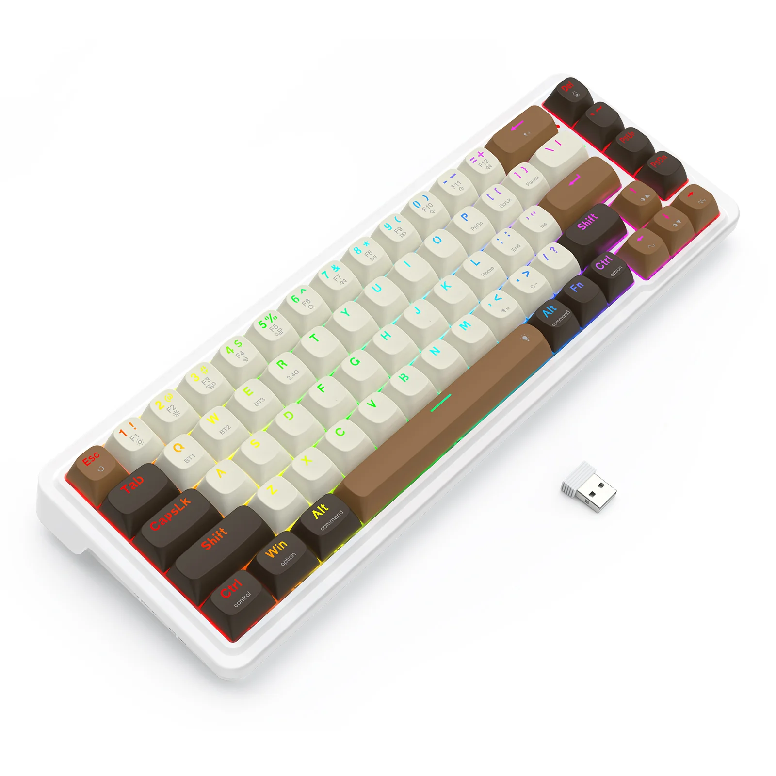 Redragon K709ECS RGB Nova Pro 81 Keys 75% Hot-Swappable Gasket-Mounted Wireless Mechanical Gaming Keyboard (Yolk RPC Linear Switch) (White/Coffee/Black) - Image 8