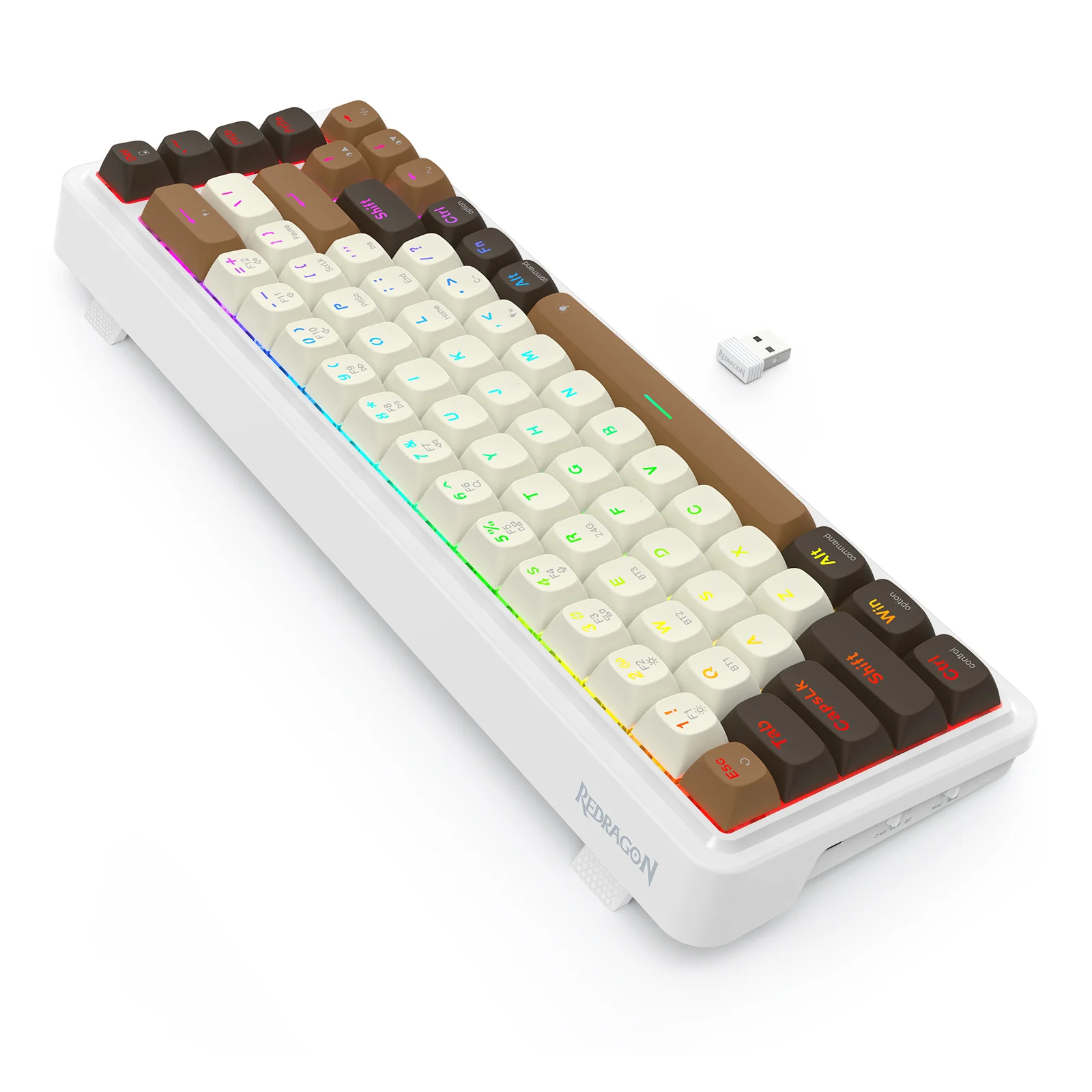 Redragon K709ECS RGB Nova Pro 81 Keys 75% Hot-Swappable Gasket-Mounted Wireless Mechanical Gaming Keyboard (Yolk RPC Linear Switch) (White/Coffee/Black) - Image 9
