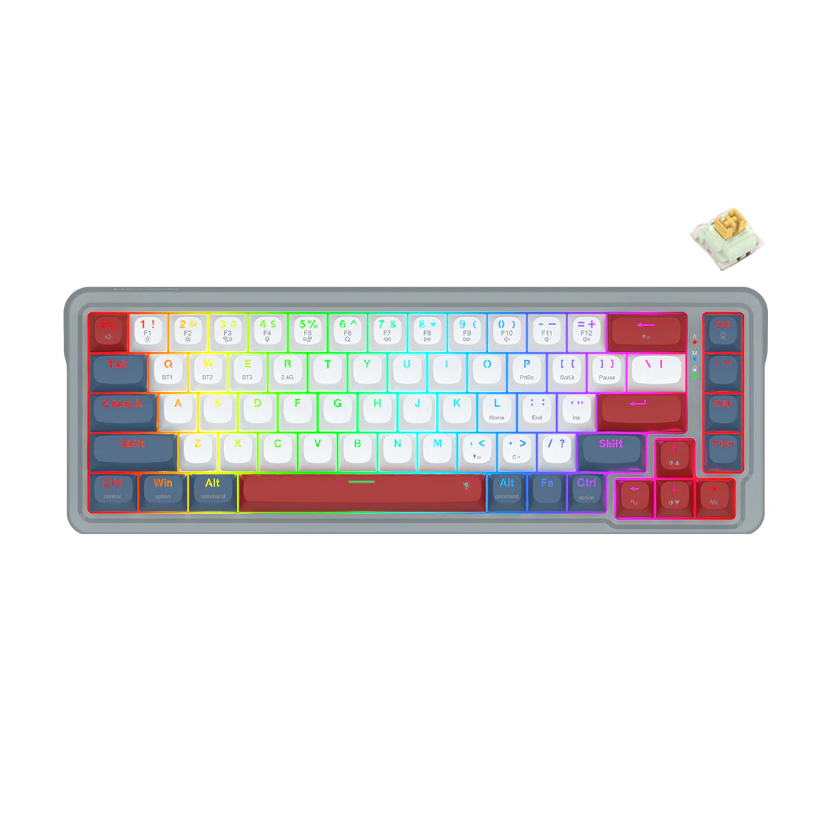 Redragon K709GRW RGB Nova Pro 81 Keys 75% Hot-Swappable Gasket-Mounted Wireless Mechanical Gaming Keyboard (Yolk RPC Linear Switch) (Grey/Red/White) - Image 11