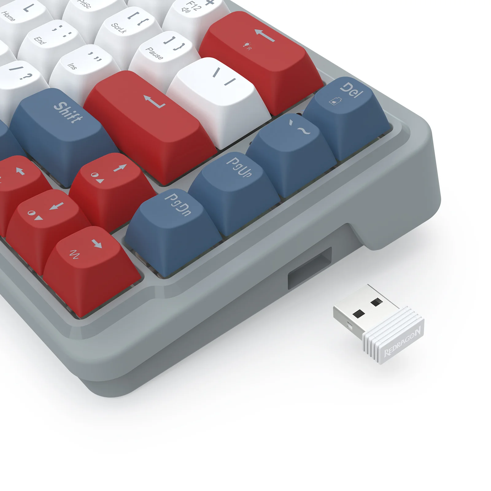 Redragon K709GRW RGB Nova Pro 81 Keys 75% Hot-Swappable Gasket-Mounted Wireless Mechanical Gaming Keyboard (Yolk RPC Linear Switch) (Grey/Red/White) - Image 9