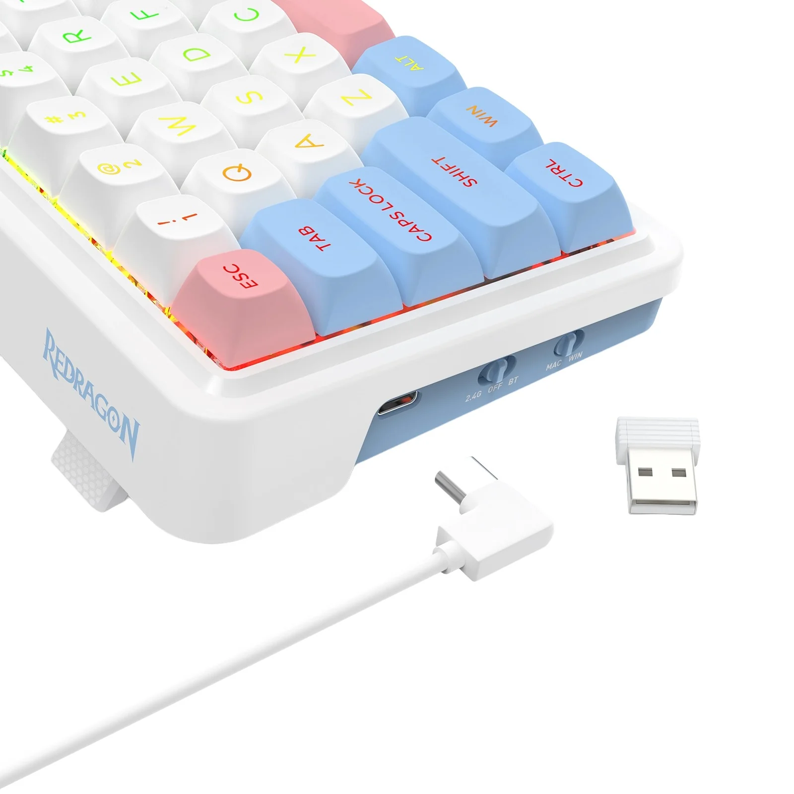 Redragon K709WBP RGB Nova Pro 81 Keys 75% Hot-Swappable Gasket-Mounted Wireless Mechanical Gaming Keyboard (Mint Mambo Switch) (Wonder Pink & Blue) - Image 11