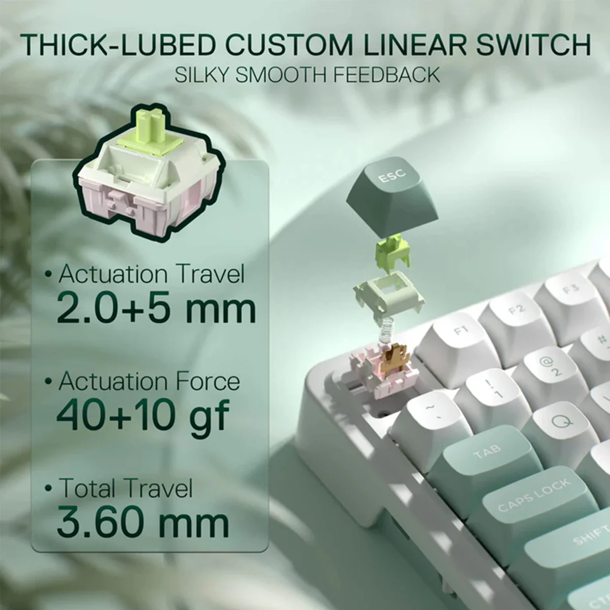 Redragon K719 Galatin Pro RGB Tri-Mode with LCD Screen Gasket Mounted Mechanical Keyboard (Linear Mint Mambo Switch) (White/Green) - Image 13