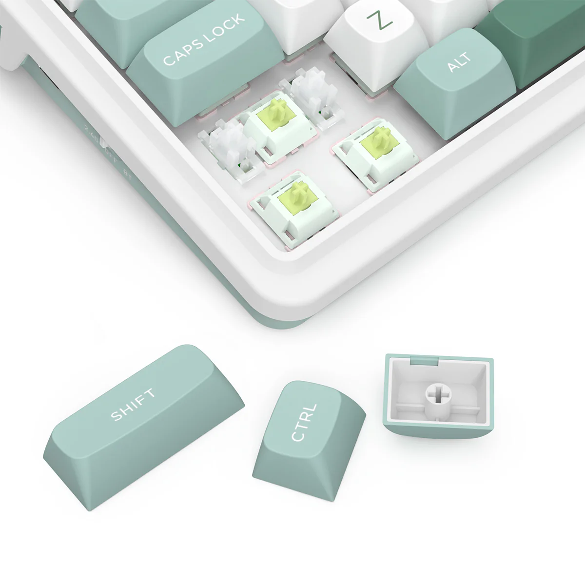 Redragon K719 Galatin Pro RGB Tri-Mode with LCD Screen Gasket Mounted Mechanical Keyboard (Linear Mint Mambo Switch) (White/Green) - Image 7