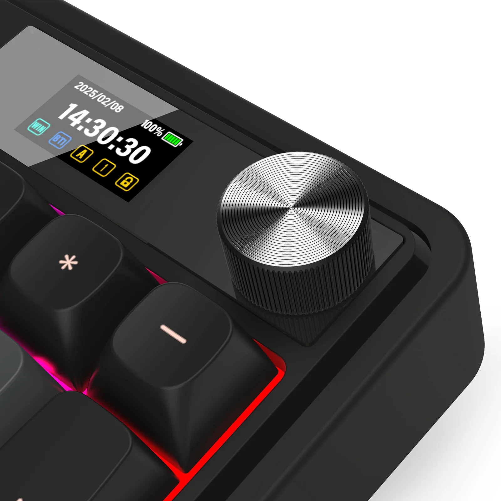 Redragon K719GBP Galatin Pro RGB Tri-Mode with LCD Screen Gasket Mounted Mechanical Keyboard (Manbo L Linear Switch) (Grey/Black/Pink) - Image 10