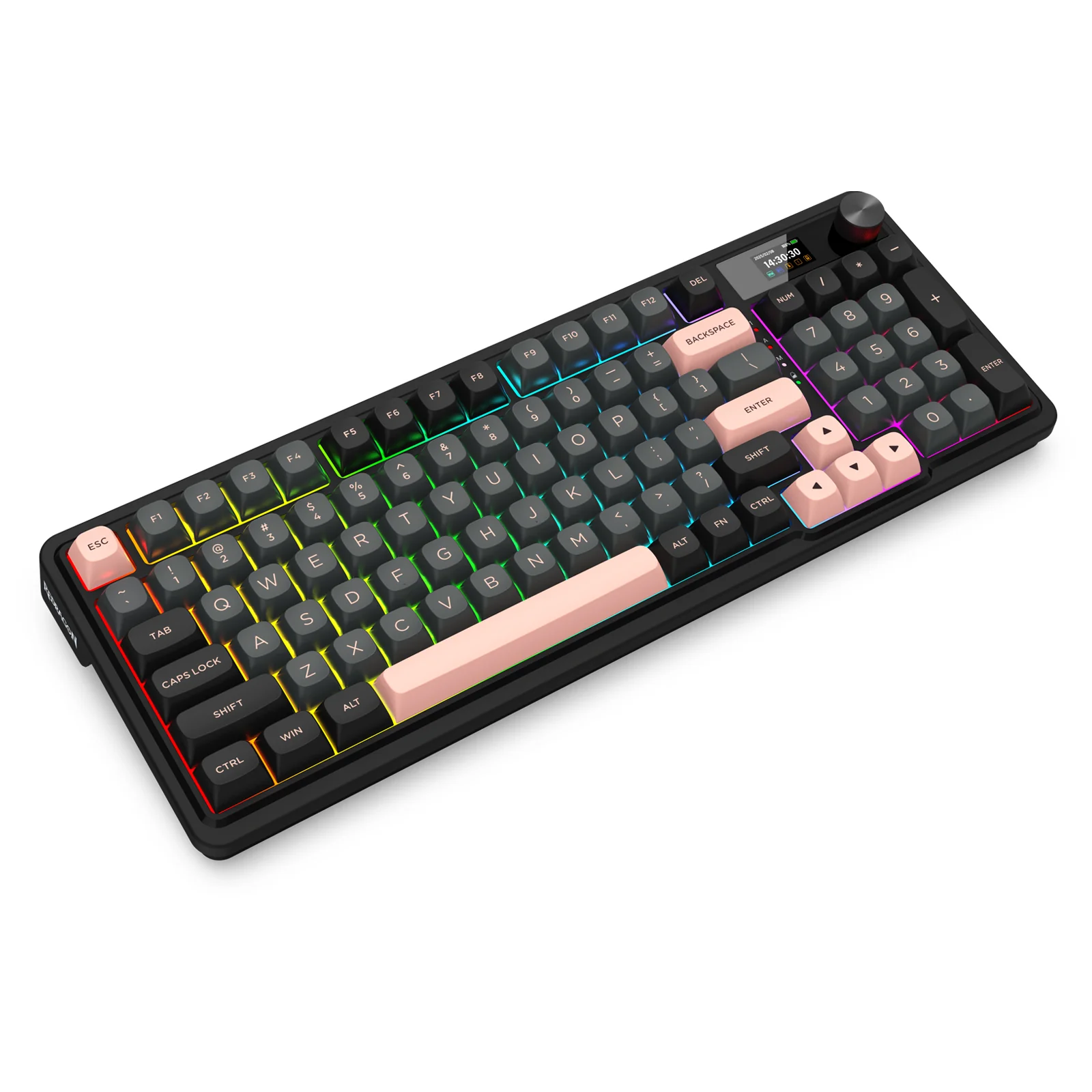Redragon K719GBP Galatin Pro RGB Tri-Mode with LCD Screen Gasket Mounted Mechanical Keyboard (Manbo L Linear Switch) (Grey/Black/Pink) - Image 3
