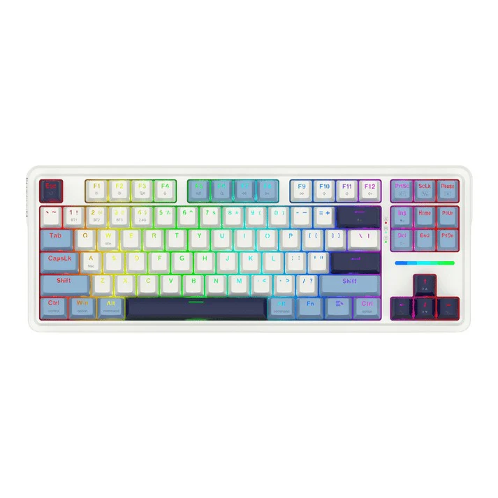 Redragon K728WBB RGB Antonium Pro 87 Keys 80% Gasket Mounted TKL Wireless Mechanical Keyboard (White & Blue) - Image 2