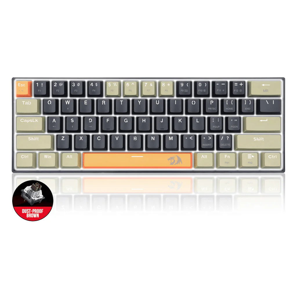 REDRAGON LAKSHMI K606 DETACHABLE WIRE MECHANICAL KEYBOARD (ORANGE BLACK GREY) DUST-PROOF BROWN SWITCH
