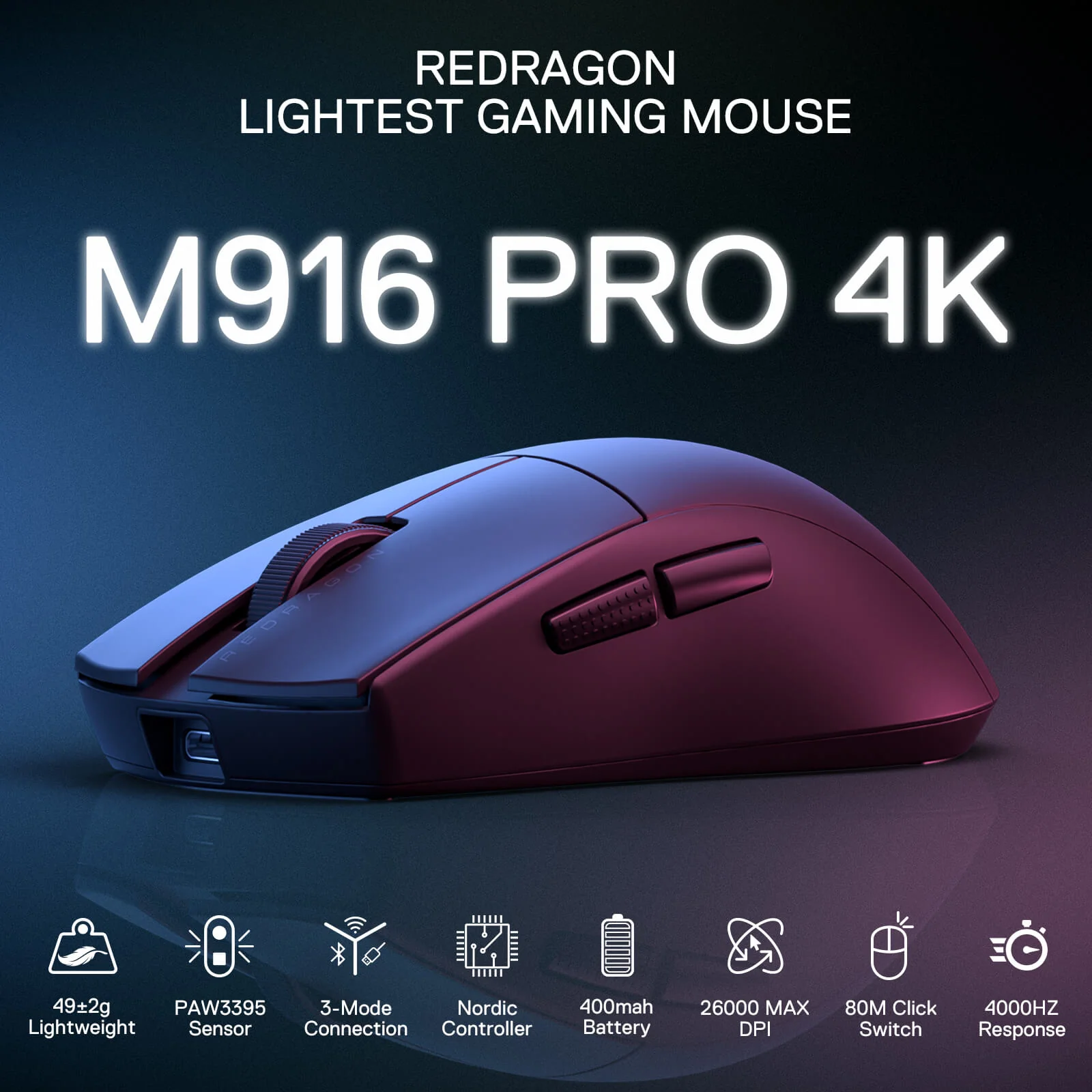 Redragon M916 King Pro 4K Wireless Ultra Lightweight Gaming Mouse - Image 17