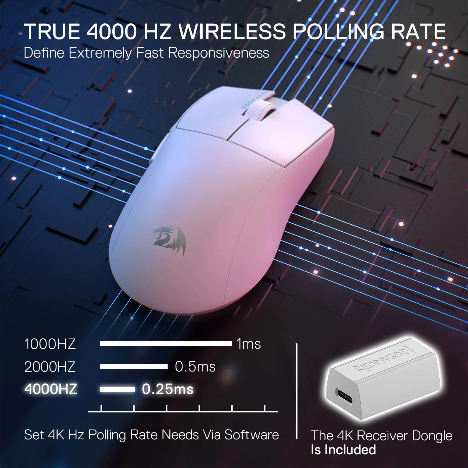 Redragon M916 King Pro 4K Wireless Ultra Lightweight Gaming Mouse - Image 8