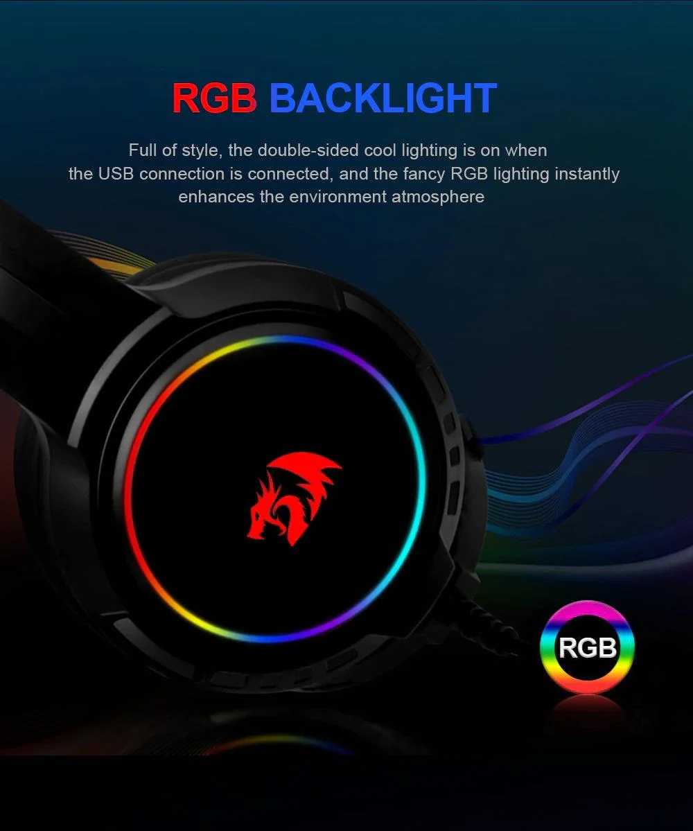 REDRAGON MENTO RGB STEREO WIRED GAMING HEADSET (WHITE) (H270-W) - Image 5