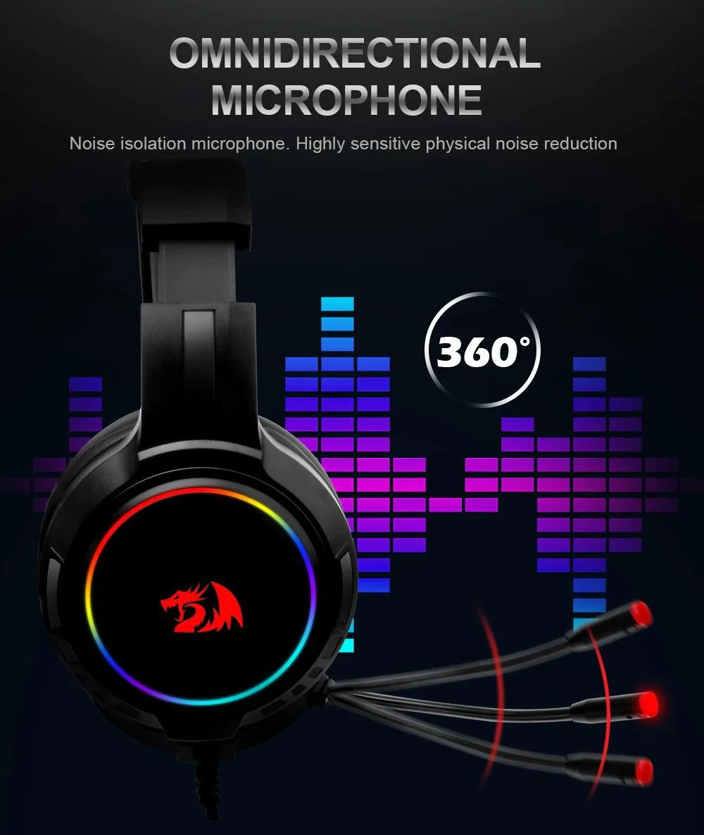 REDRAGON MENTO RGB STEREO WIRED GAMING HEADSET (WHITE) (H270-W) - Image 9
