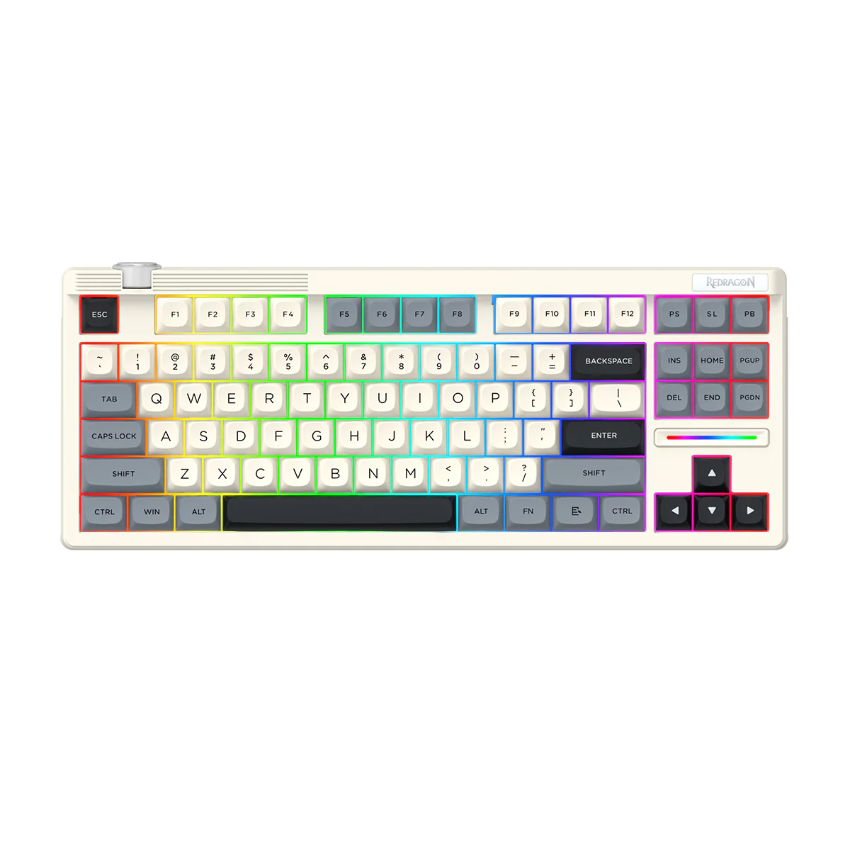 Redragon OTIIM Pro 3-Modes Connectivity 87 Keys Gasket Mechanical Keyboard (Black/Grey/White) (K729GBW-RGB-PRO) - Image 11
