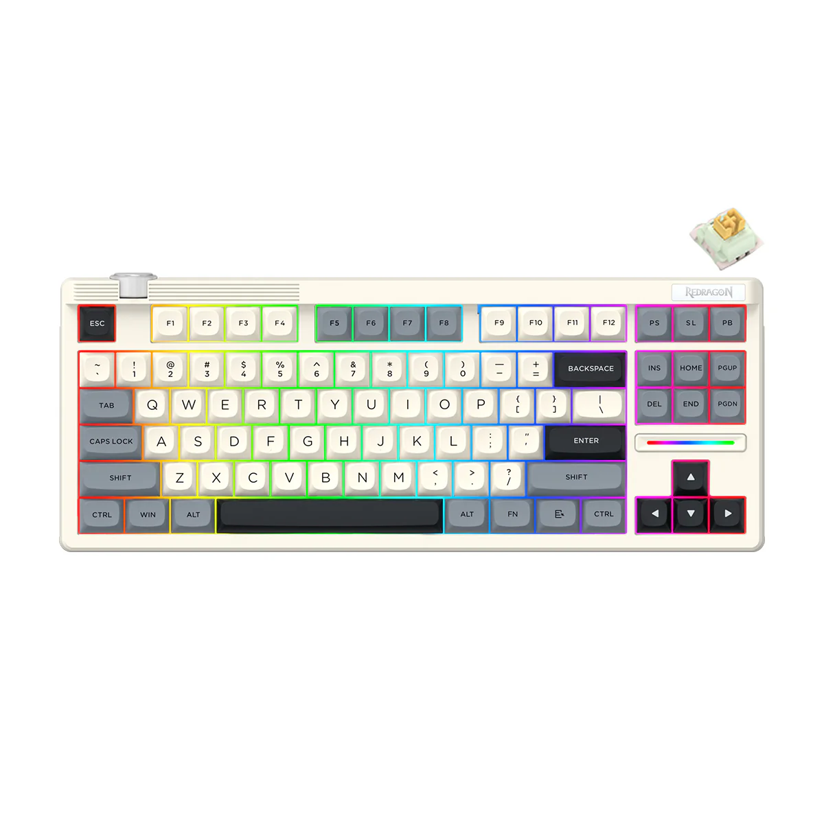Redragon OTIIM Pro 3-Modes Connectivity 87 Keys Gasket Mechanical Keyboard (Black/Grey/White) (K729GBW-RGB-PRO) - Image 12